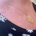 14K Gold Shema Israel Hamsa Pendant