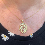 14K Gold Shema Israel Hamsa Pendant