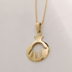 14K Gold Pomegranate Cutout Hamsa Pendant