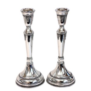 Sterling Silver Candlesticks - Ornate Tall