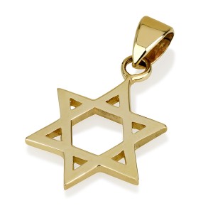 Classic 14k Yellow Gold Star of David Pendant Medium