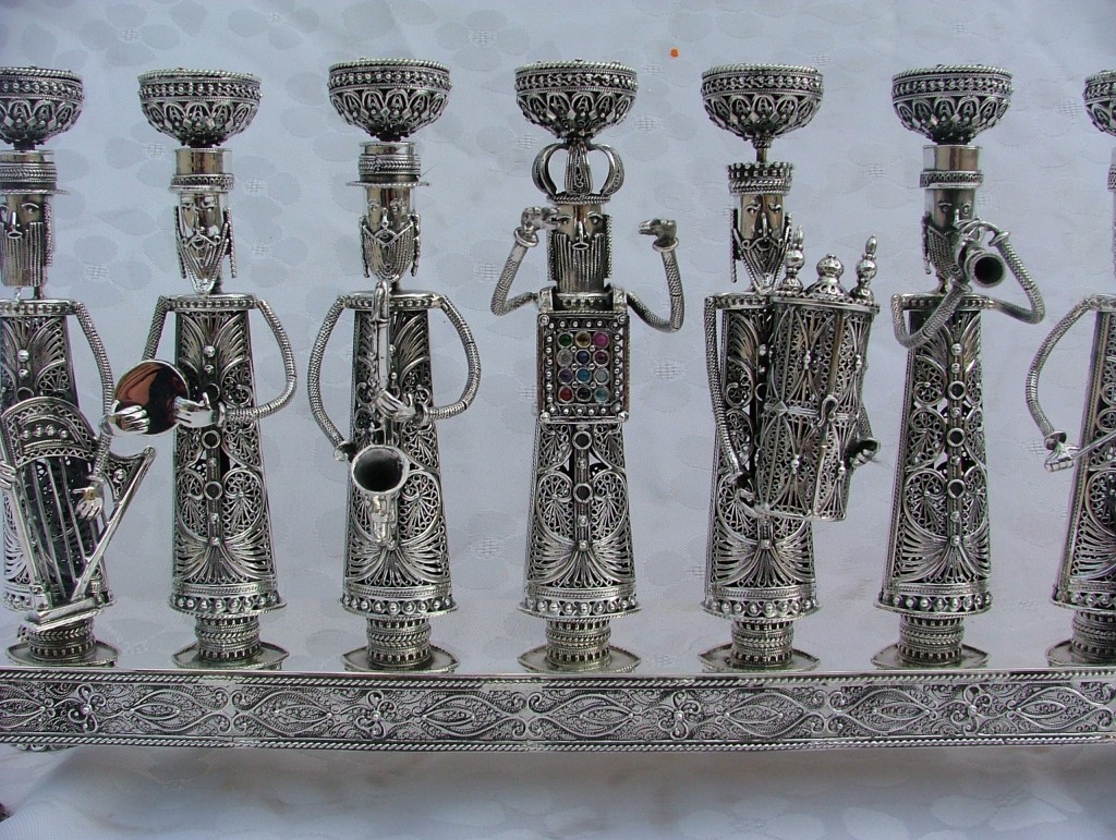 Silver Menorah with Klezmer Musicians – Large Size
