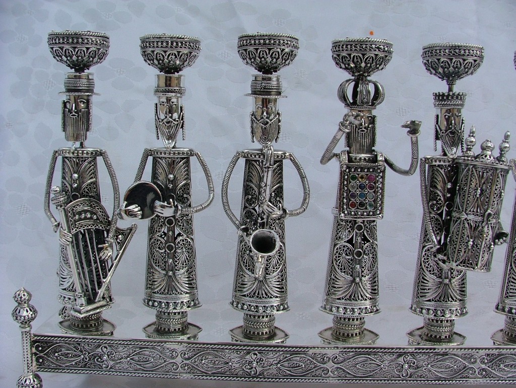 Silver Menorah with Klezmer Musicians – Large Size