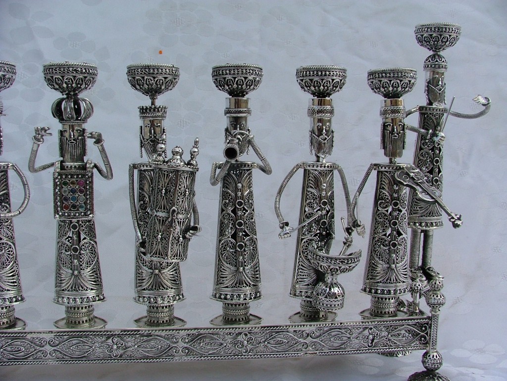 Silver Menorah with Klezmer Musicians – Large Size