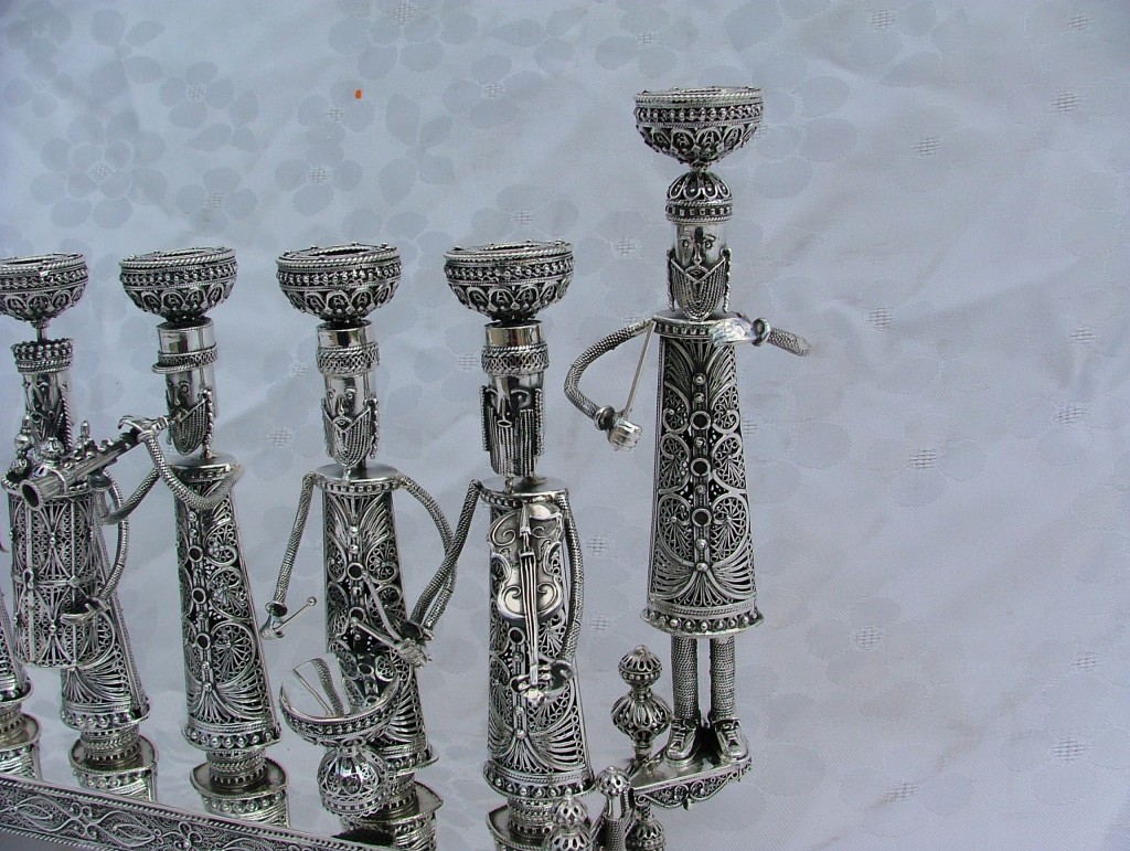 Silver Menorah with Klezmer Musicians – Large Size