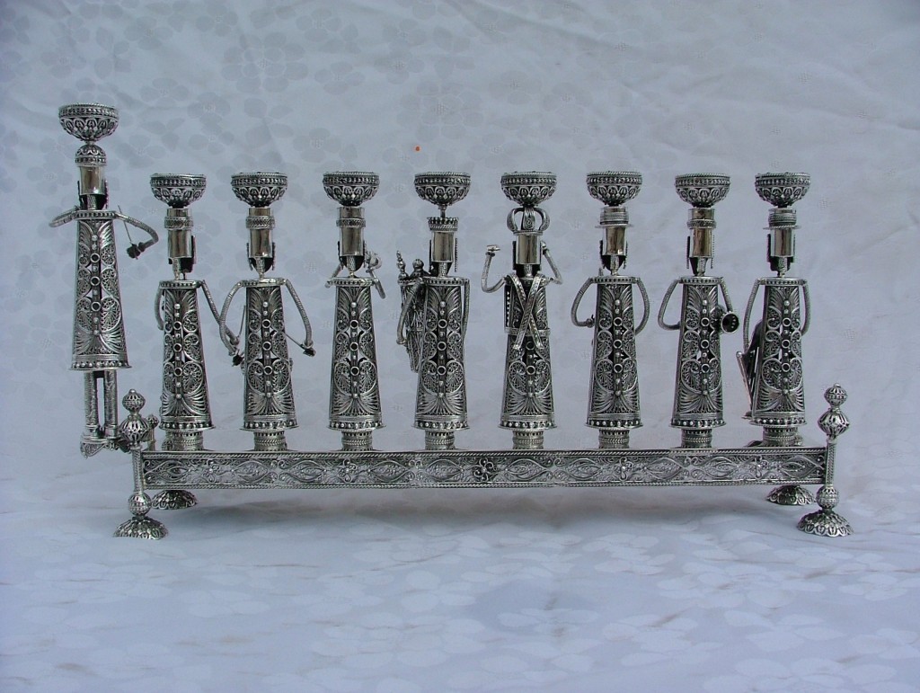 Silver Menorah with Klezmer Musicians – Large Size