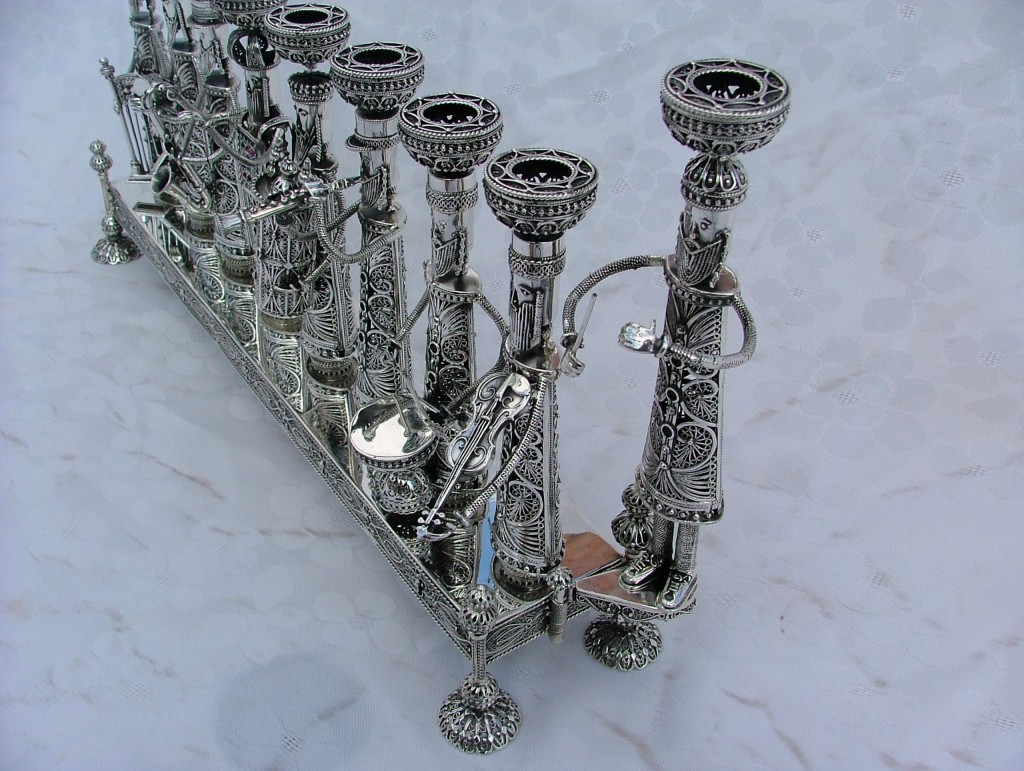 Silver Menorah with Klezmer Musicians – Large Size