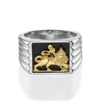 Lion of Judah Ring – Bob Marley Style Silver & 14K Gold Onyx