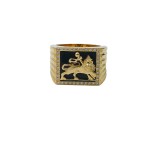 Lion of Judah Ring – Bob Marley Style 14K Yellow Gold Diamond Onyx