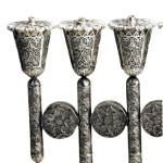 Sterling Silver Menorah with Filigree Discs