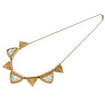 Triangular Roman Glass Filigree Ethnic 14k Gold Necklace
