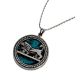 Lion of Judah Pendant and Chain – Jerusalem Eilat Stone Round Silver