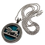 Lion of Judah Pendant and Chain – Jerusalem Eilat Stone Round Silver