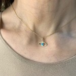 14k Gold Turquoise Evil Eye Pendant