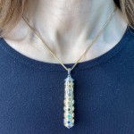 Precious Stones Talisman Two Tone Gold Mezuzah Pendant
