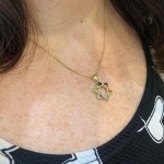 Heart Shaped Colorful Star of David Pendant 14k Gold
