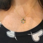 Heart Shaped Colorful Star of David Pendant 14k Gold
