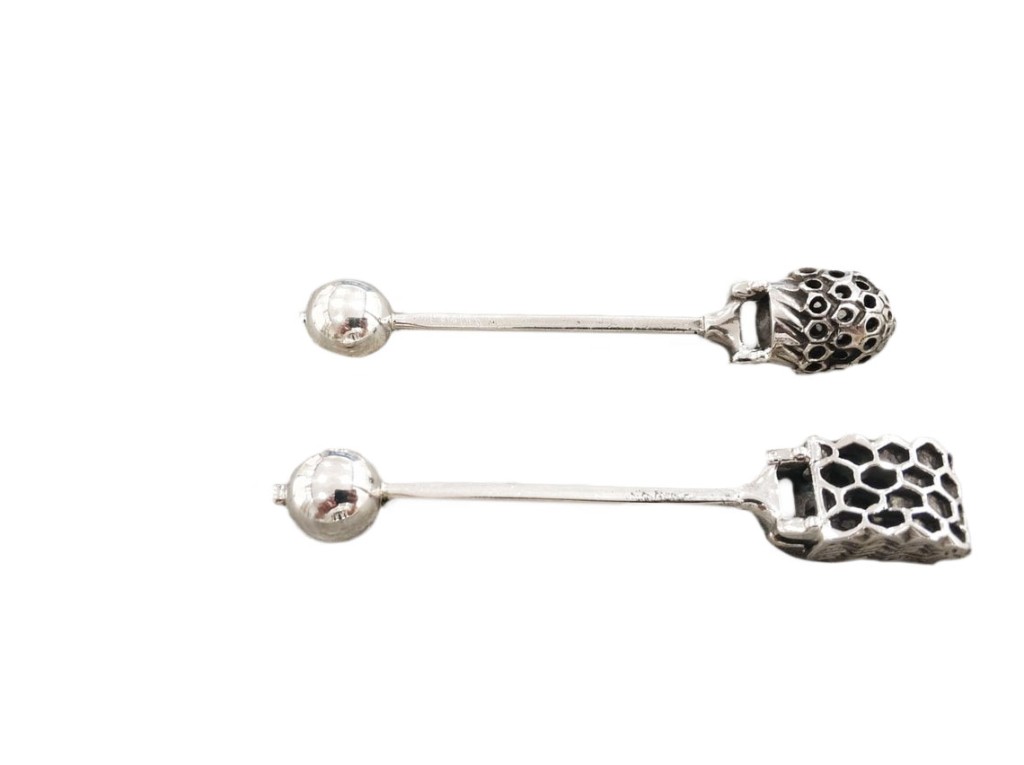 Sterling Silver Honey Spoon HoneyComb Design