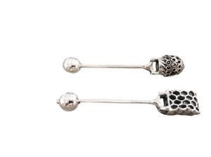 Sterling Silver Honey Spoon HoneyComb Design