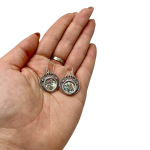 Sterling Silver Filigree Roman Glass Circles Earrings