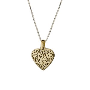 Split Heart Gold and Silver Hebrew Pendant