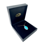 Blue Opal Hamsa Pendant in 14k Yellow Gold