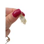 14k Gold Filigree Turquoise Hamsa Pendant