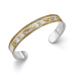 14k Gold and Silver Cuff Bracelet With Shema Yisrael