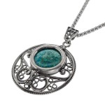 Eilat stone jewellery – Round Yemenite Style Eilat Stone Silver Necklace