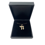 Chai Pendant Textured Florentine Finish in 14k Gold