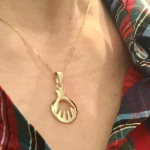 14K Gold Pomegranate Cutout Hamsa Pendant