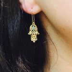 14k Gold Hamsa Earrings with Turquoise