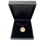 Shema Israel Pendant – 14K Gold Round Pendant with Diamond Cut Border