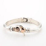 Silver Cuff Bracelet With 9k Gold Combined Clasp