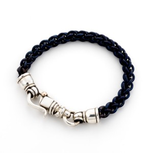 Blue Titanium Bracelet With Silver Clasp