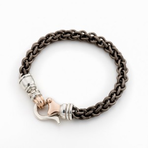 Titanium, Silver, and Gold Linked Chain Bracelet