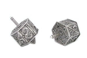 Sterling Silver Hollow Hexagon Filigree Dreidel