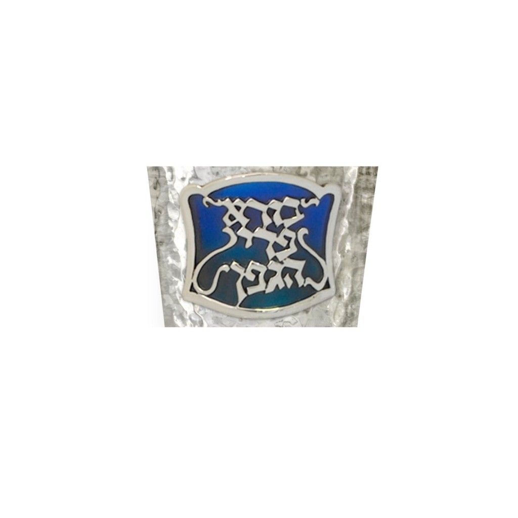 Gideon Hammered Enamel Silver Kiddush Cup