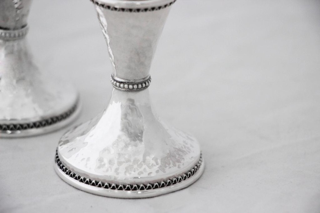 Silver Hammered Candle Holders
