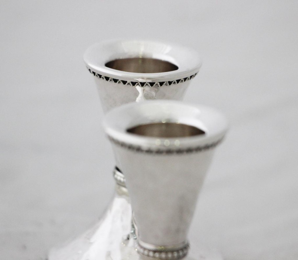 Silver Hammered Candle Holders