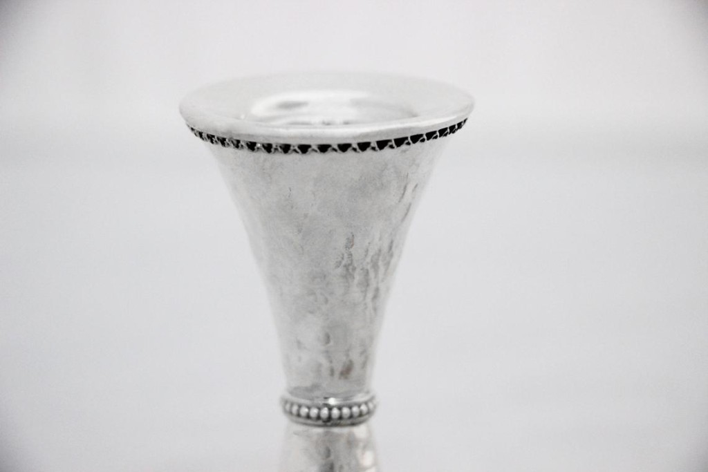 Silver Hammered Candle Holders