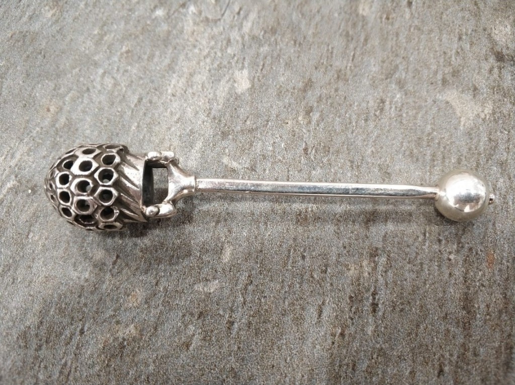 Sterling Silver Honey Spoon HoneyComb Design