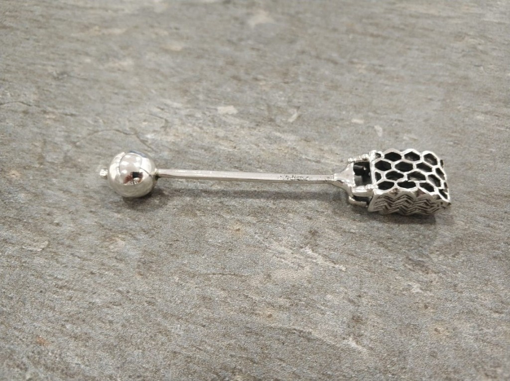Sterling Silver Honey Spoon HoneyComb Design