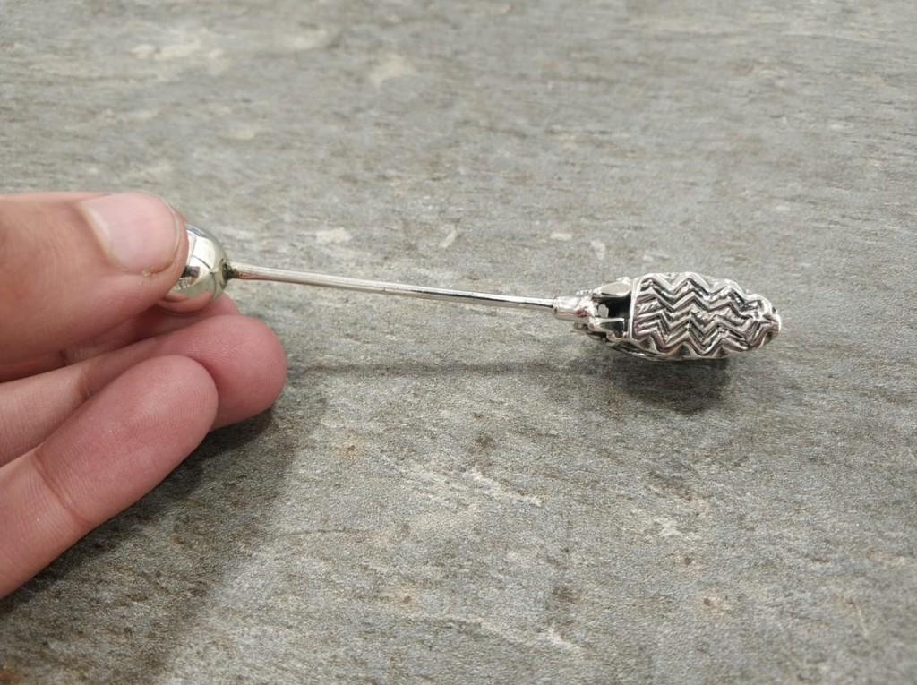 Sterling Silver Honey Spoon HoneyComb Design