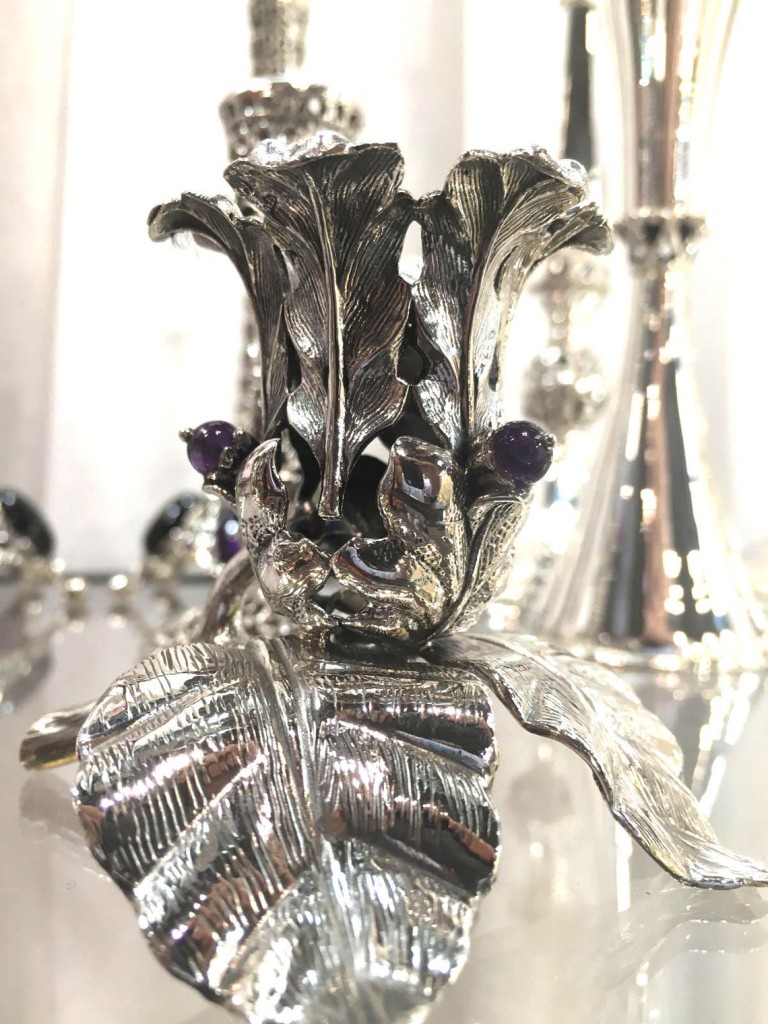 Sterling Silver Flower Candlesticks