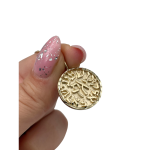 Shema Israel Pendant – 14K Gold Round Pendant with Diamond Cut Border