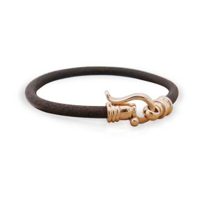 Gold and Leather Cord Bracelet