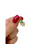 14K Gold Turquoise Filigree Mini Hamsa Pendant