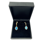 Opal Hamsa Earrings 14k Yellow Gold
