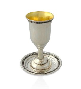 Noam Silver Kiddush Cup & Plate Set